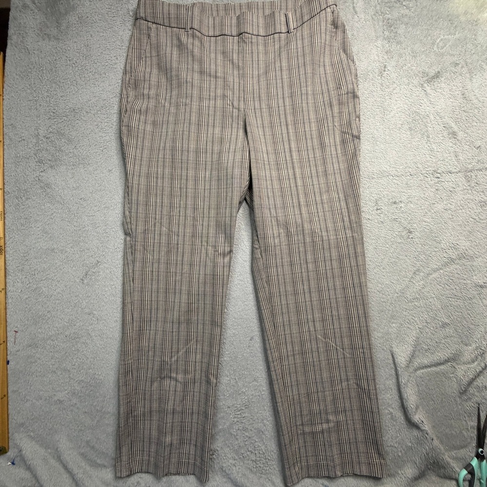 Rafaella Womens Stretch Pants Warm Taupe Glen Plaid Pull On Size 18 RSBFE050